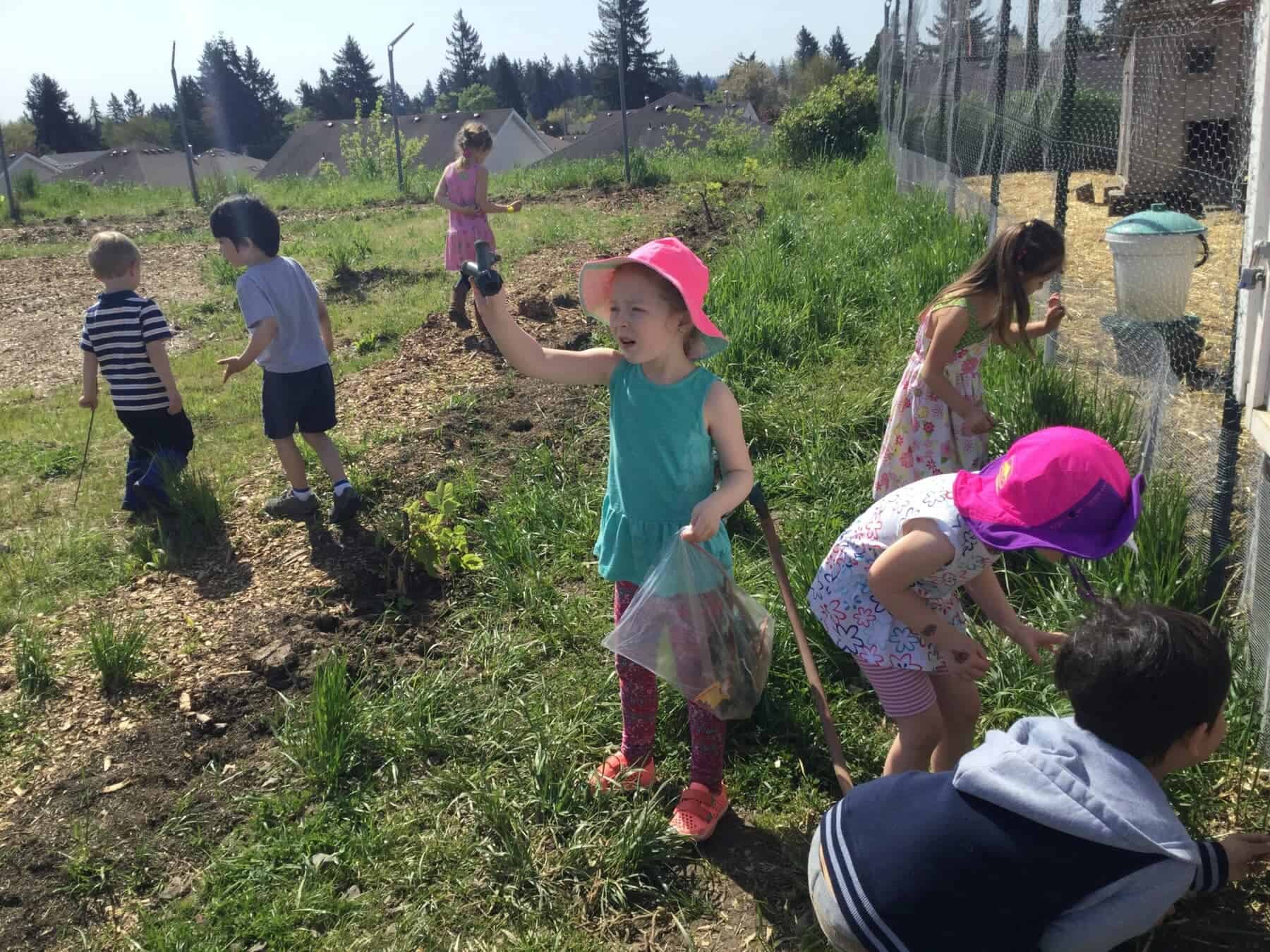Children exploring field
