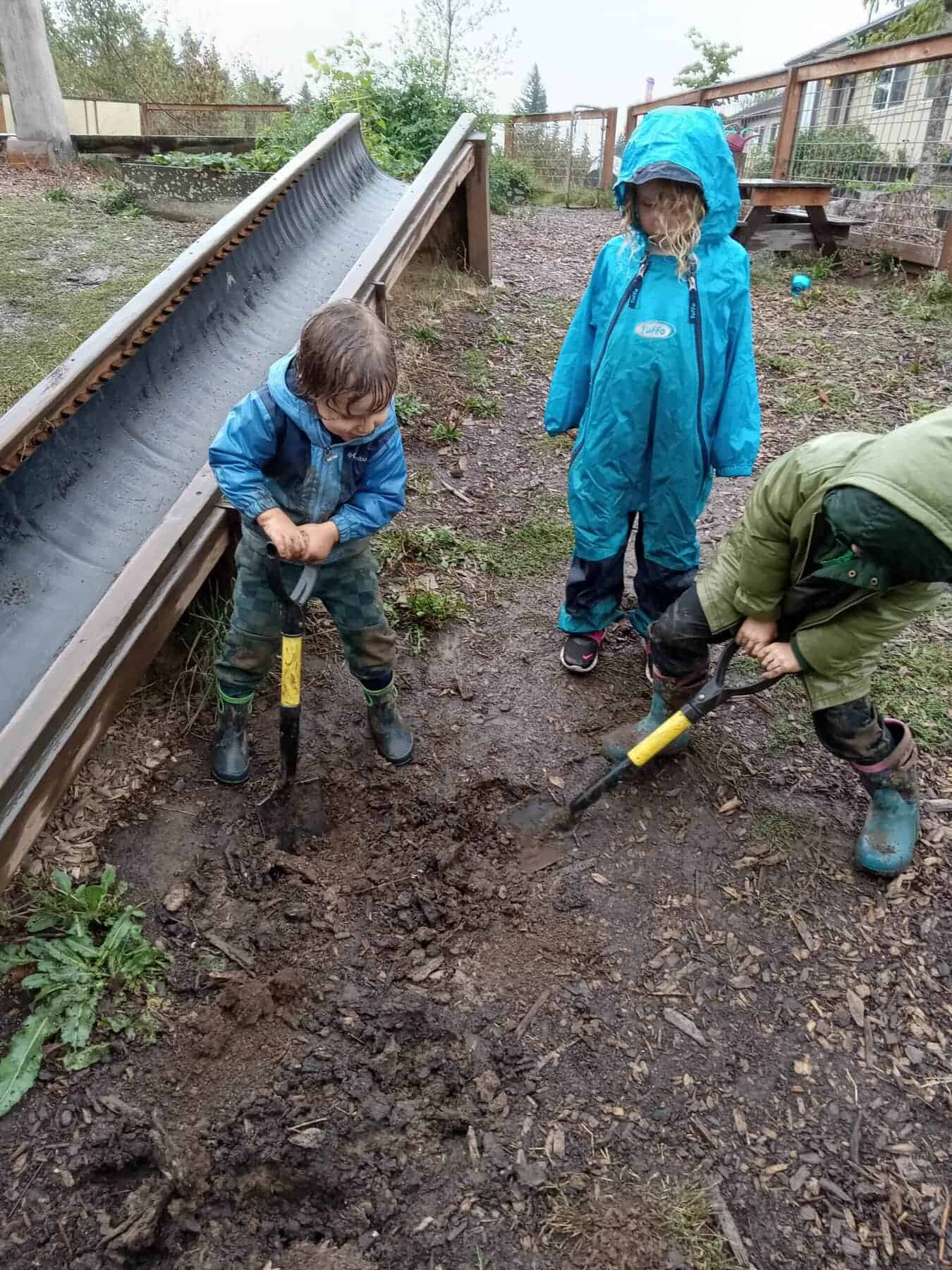Kids playing on a wet day
